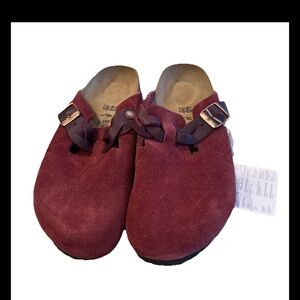 Birkenstock Burgundy Suede Mules Size 40/9
